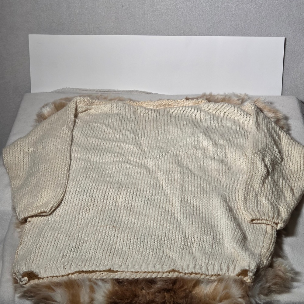 Needles & Yarn Vintage Floral Embroidered Popcorn Knit Sweater Cream Large - Picture 6 of 9